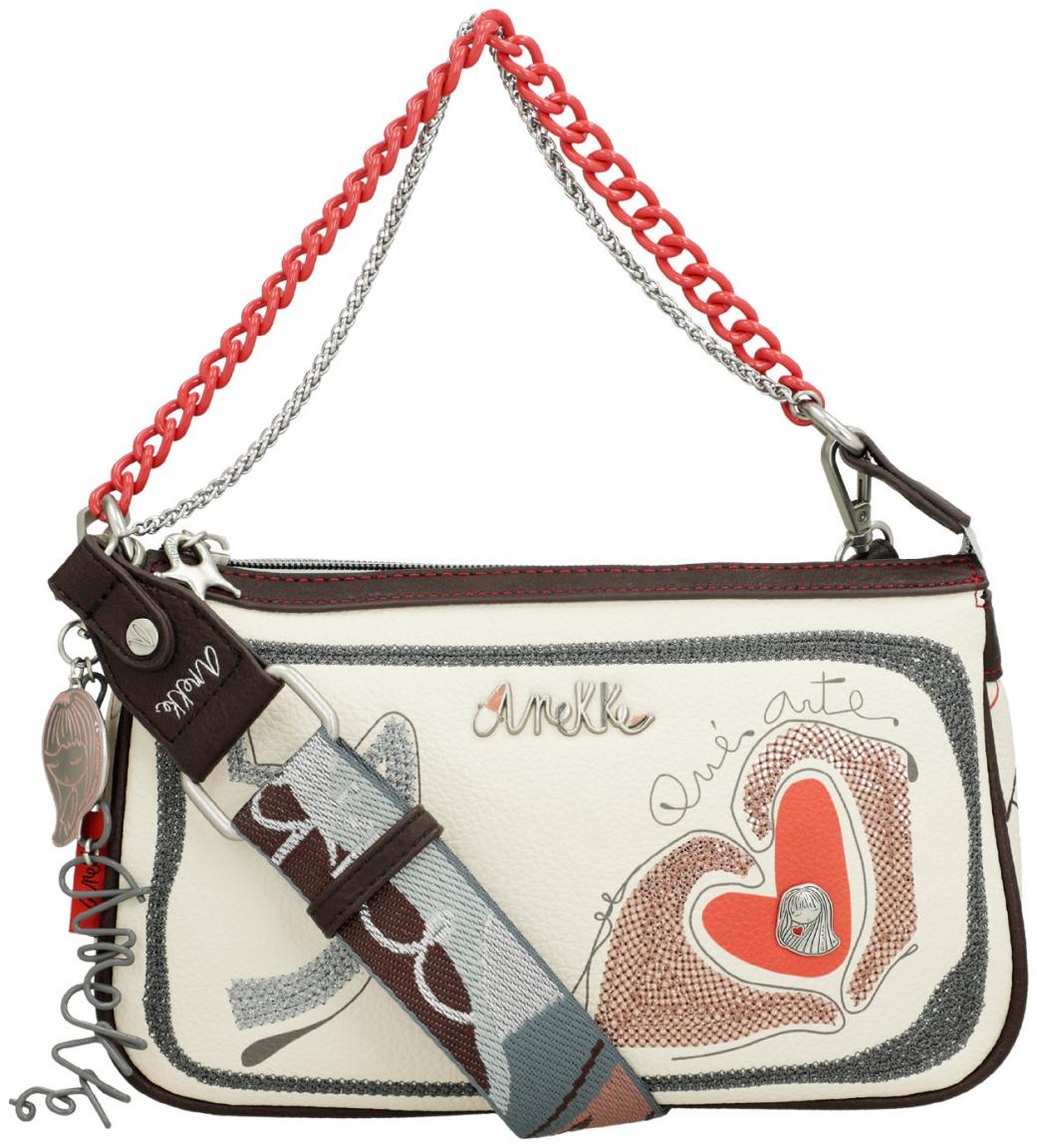 bestickte Handtasche Chainbag Anekke Alma Ole beige Herz Miro