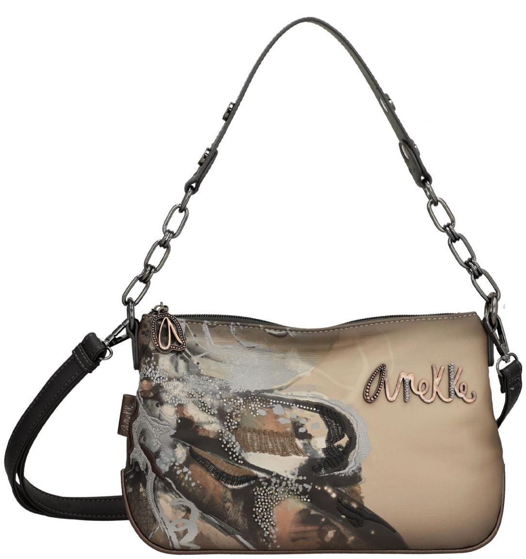 bestickte Schultertasche Glitzer Perlen beige Anekke Dreamverse Wings