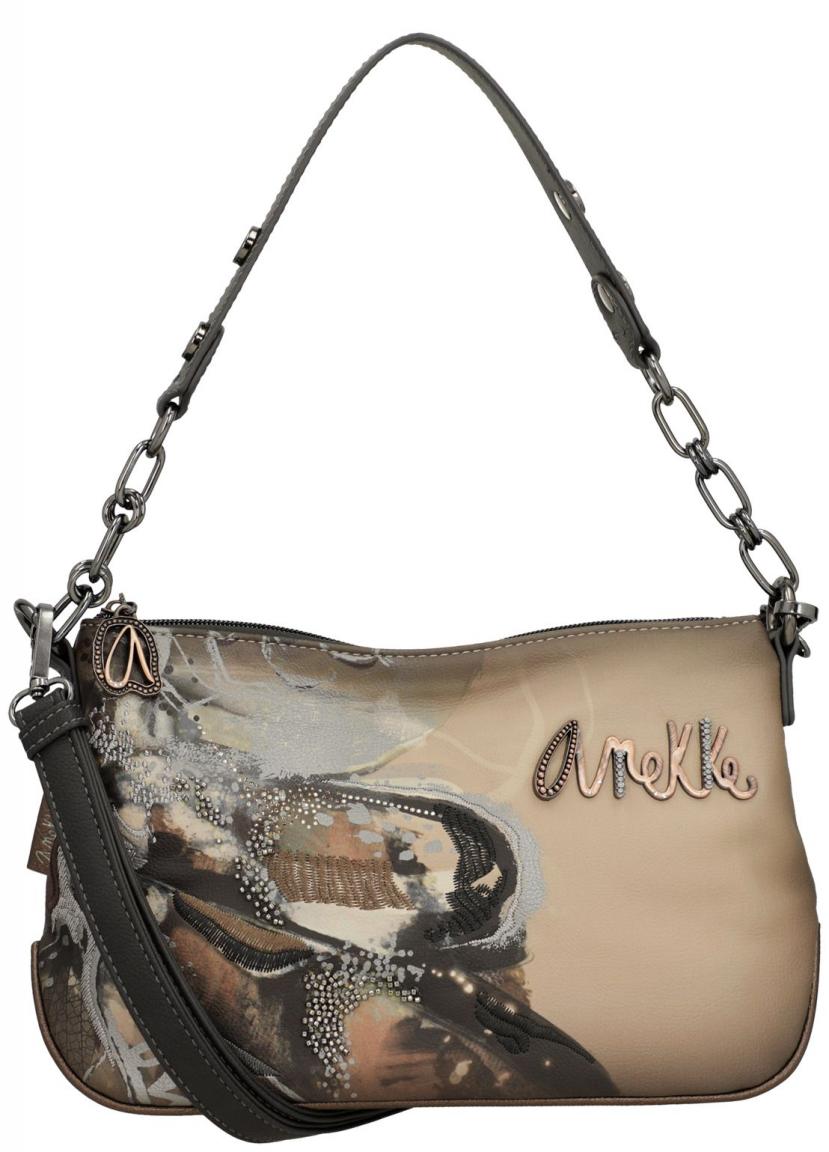 bestickte Schultertasche Glitzer Perlen beige Anekke Dreamverse Wings