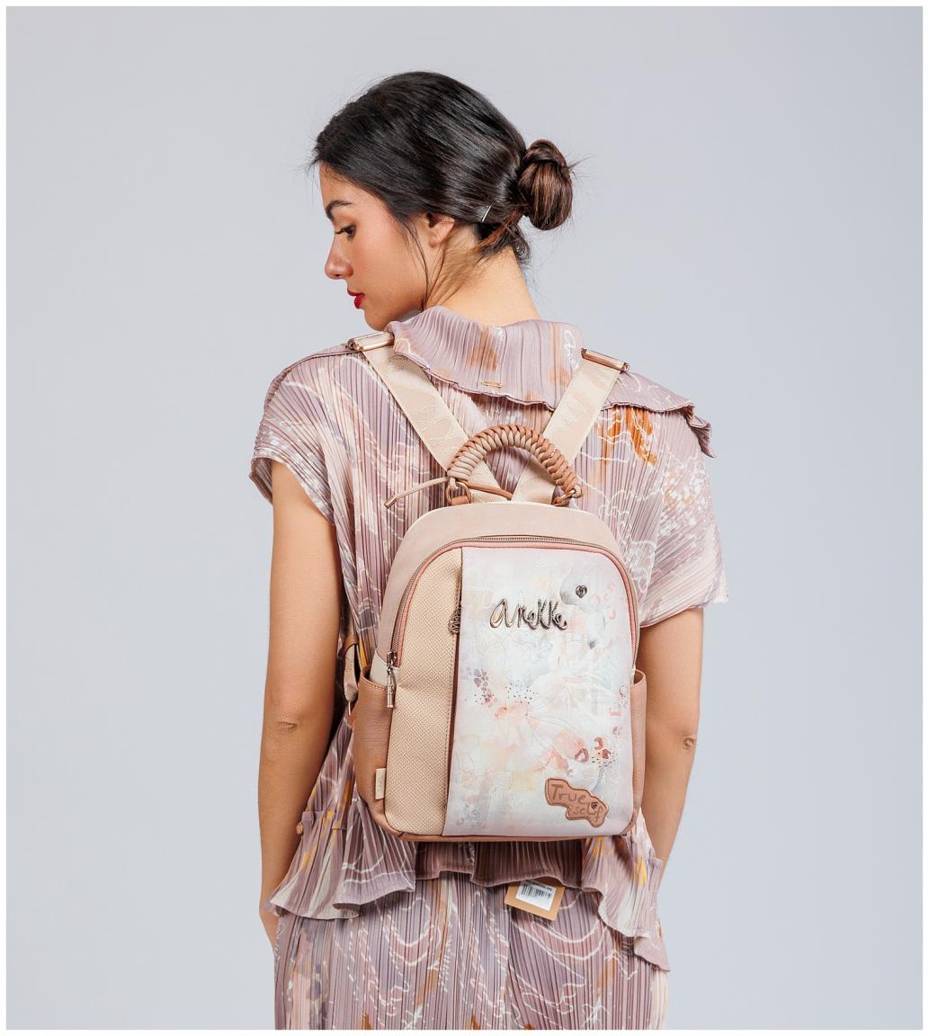 bestickter Cityrucksack Anekke Memories Stories Aquarell beige