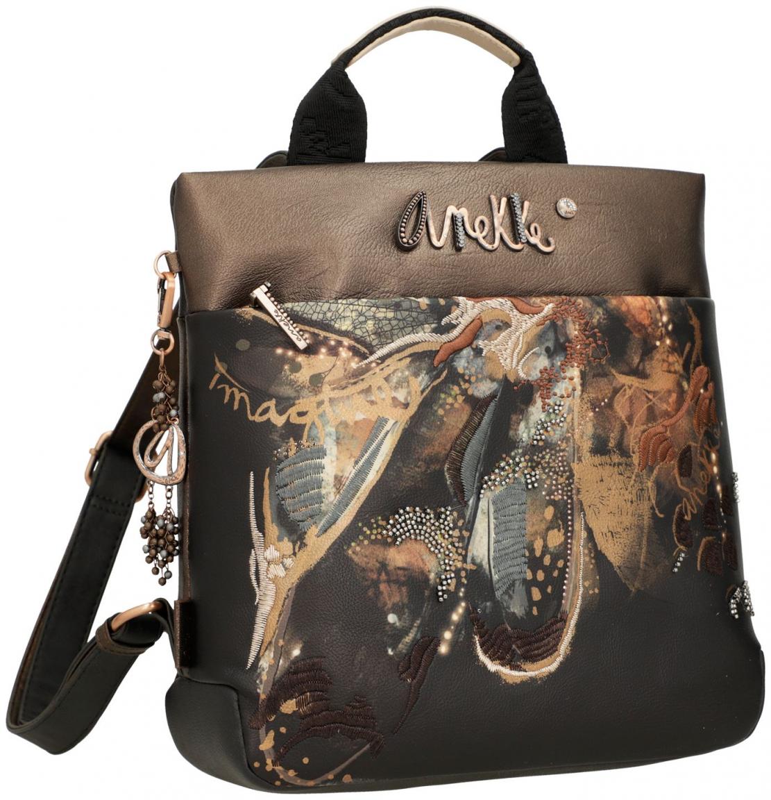 bestickter Damenrucksack braun bunt Perlen Anekke Dreamverse Wings