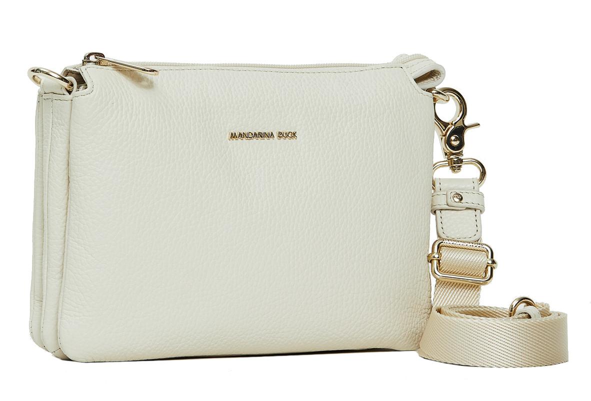 dreigeteilte Crossovertasche hellbeige offwhite Mandarina Duck Mellow Leather Almond