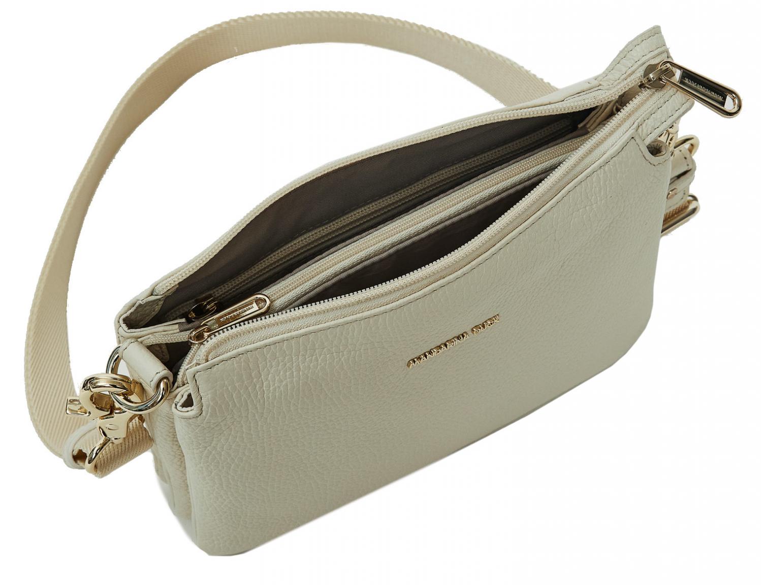 dreigeteilte Crossovertasche hellbeige offwhite Mandarina Duck Mellow Leather Almond