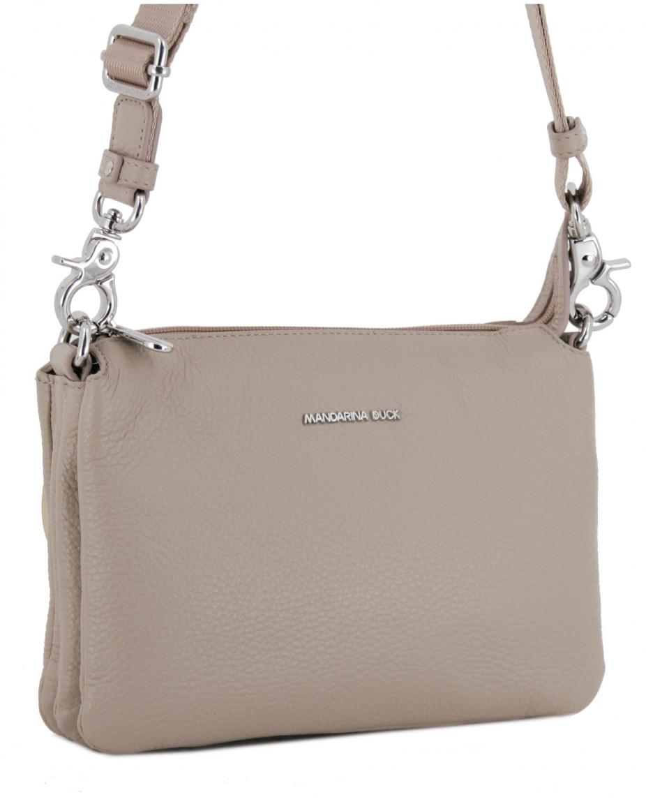 dreigeteilte Umhängetasche Crossover Mellow Leather Warm Taupe Mandarina Duck