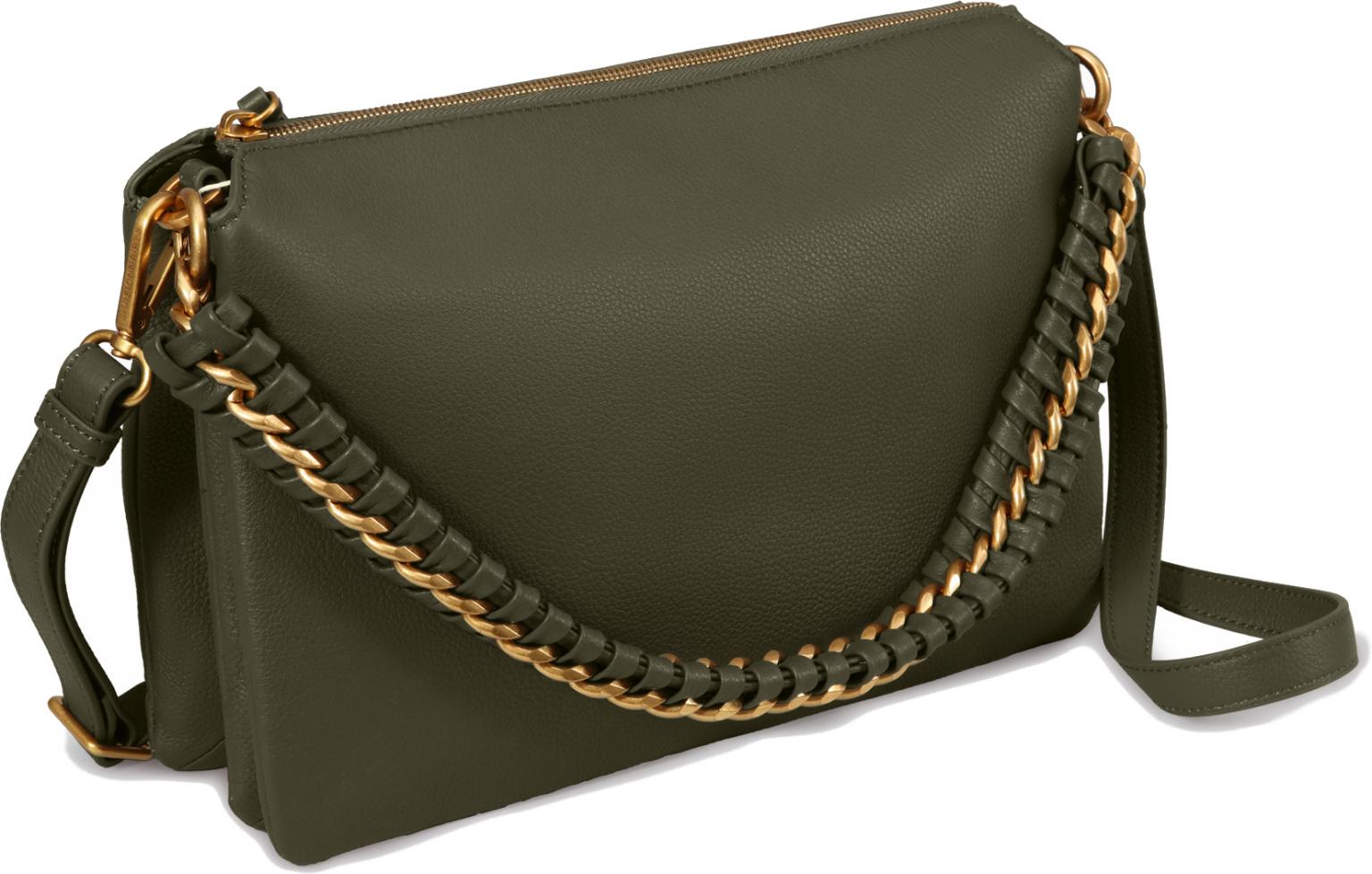 dreigeteilte Umhängetasche Hobo Bag olivgrün Les Visionnaires Vera Chain Musty Green