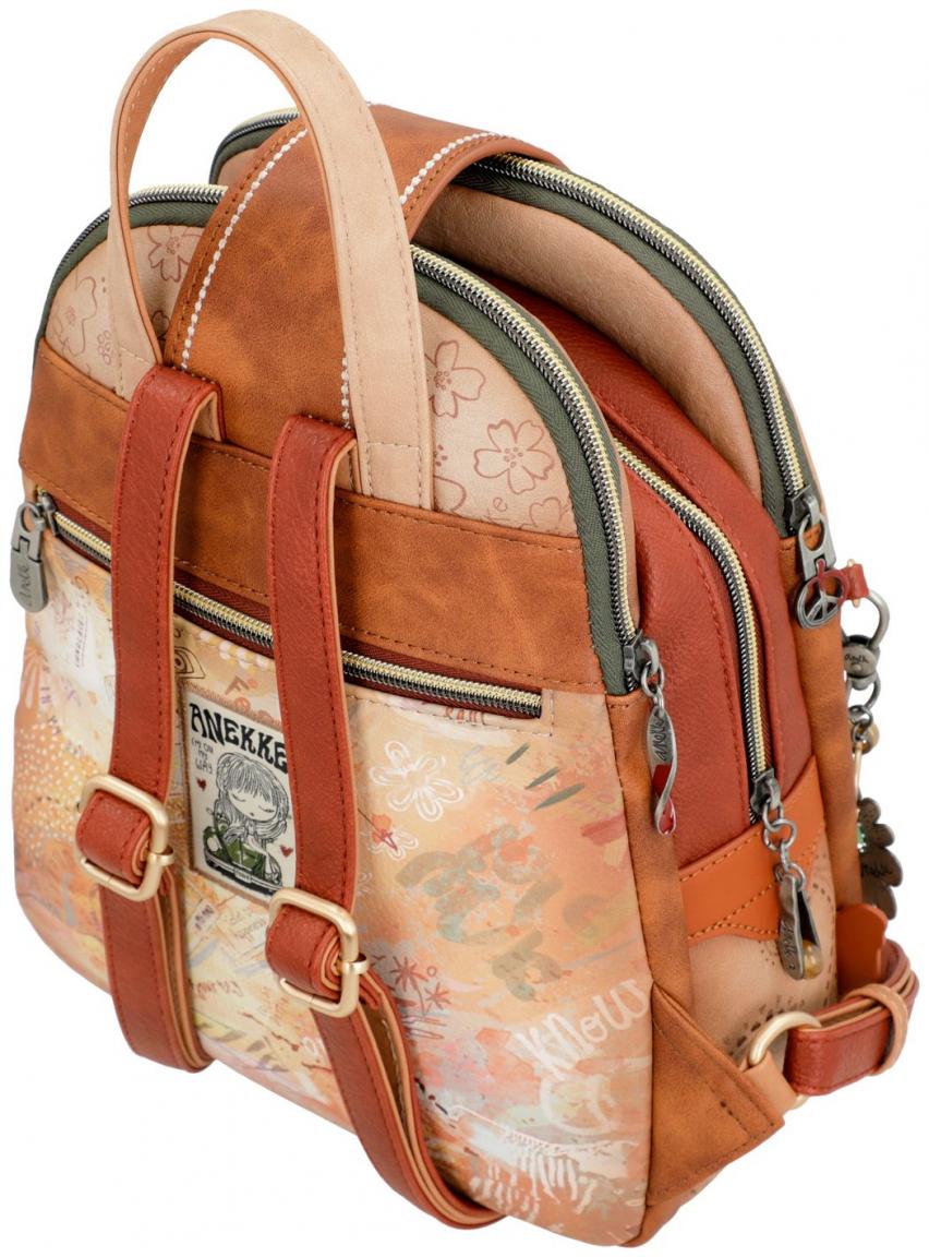 dreigeteilter Damenrucksack Hippie Stickerei Anekke Peace & Love