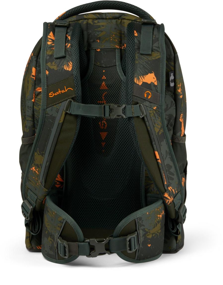 dunkelgrüner Schulrucksack Dschungelprint Jurassic Jungle Satch pack