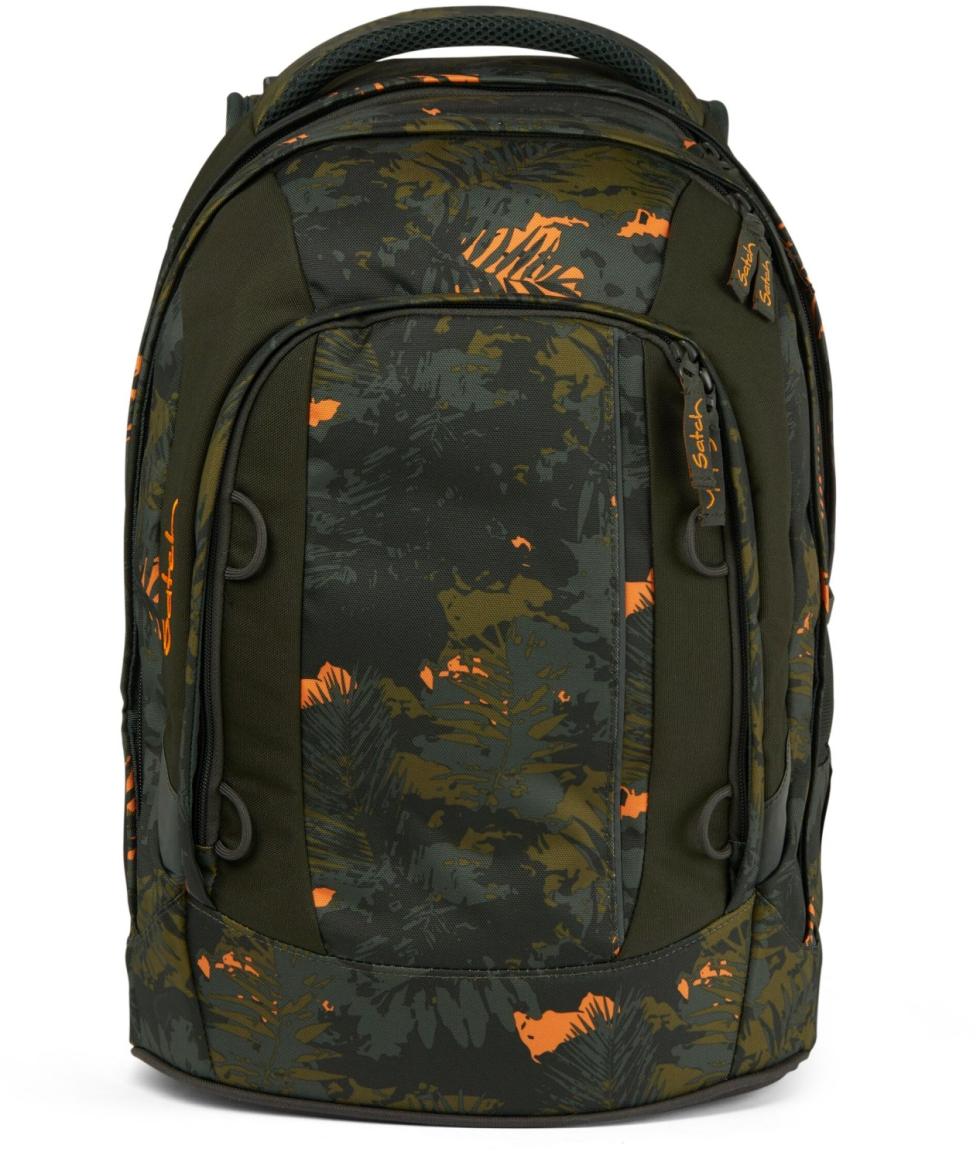 dunkelgrüner Schulrucksack Dschungelprint Jurassic Jungle Satch pack