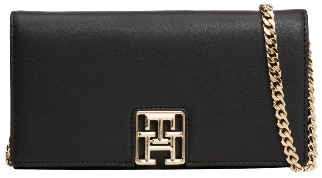 elegante Chainbag Tommy Hilfiger Damenbörse Reset schwarz Überschlag