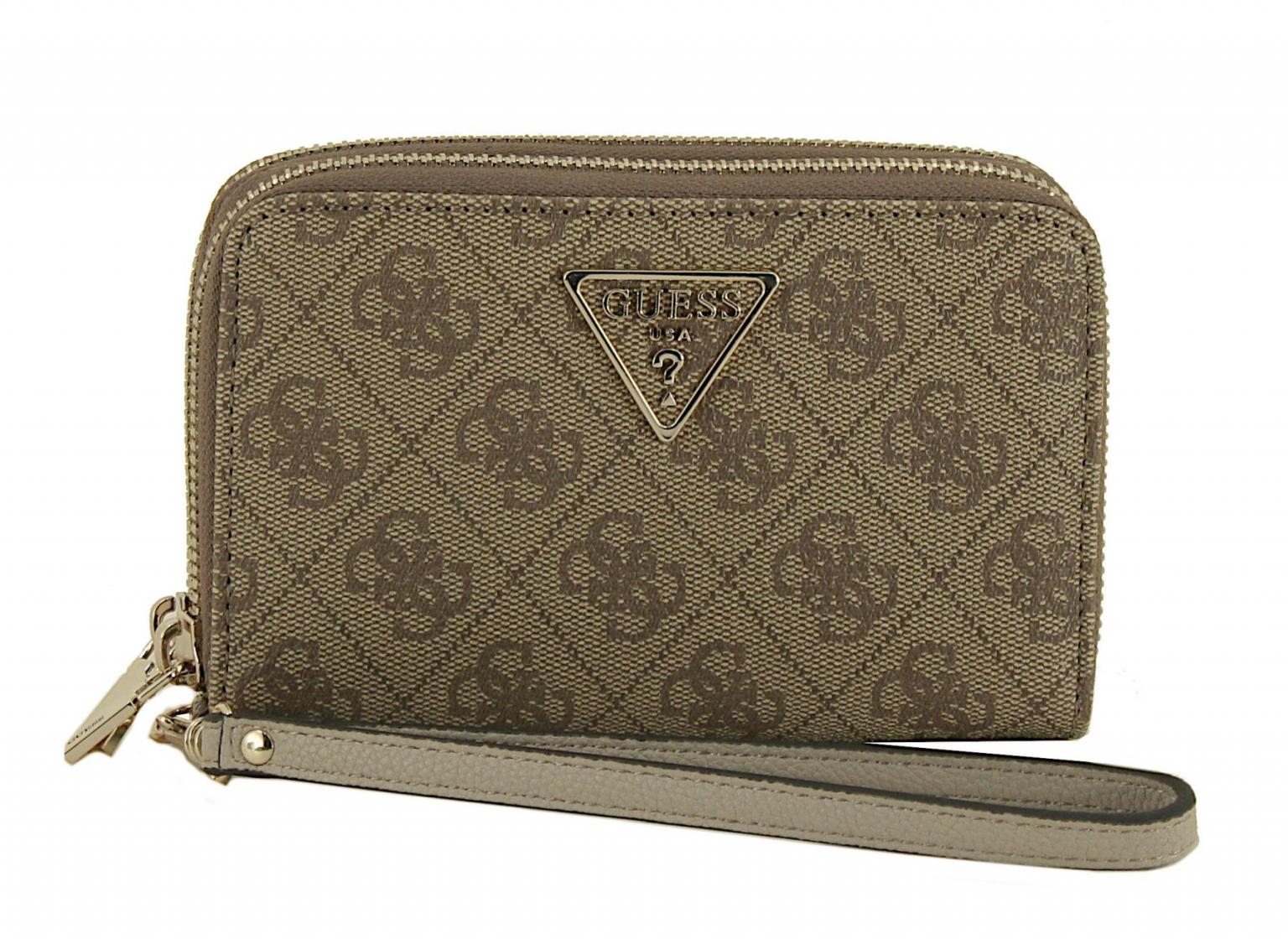 elegante Damenbörse mit großem Münzfach Guess Laurel SLG Latte Logo