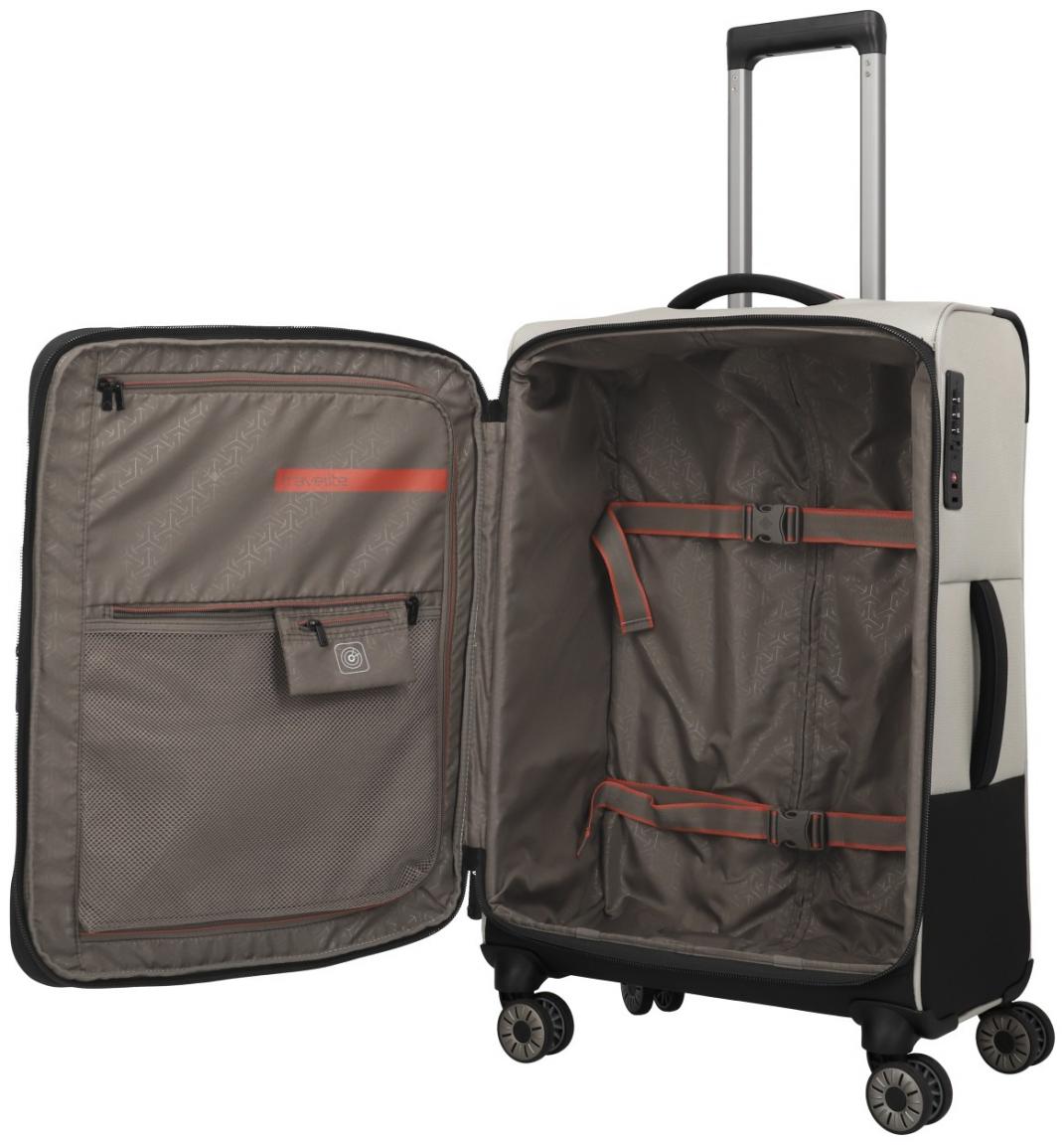 erweiterbarer Reisekoffer hellbeige Travelite Crosslite Natural M 66cm