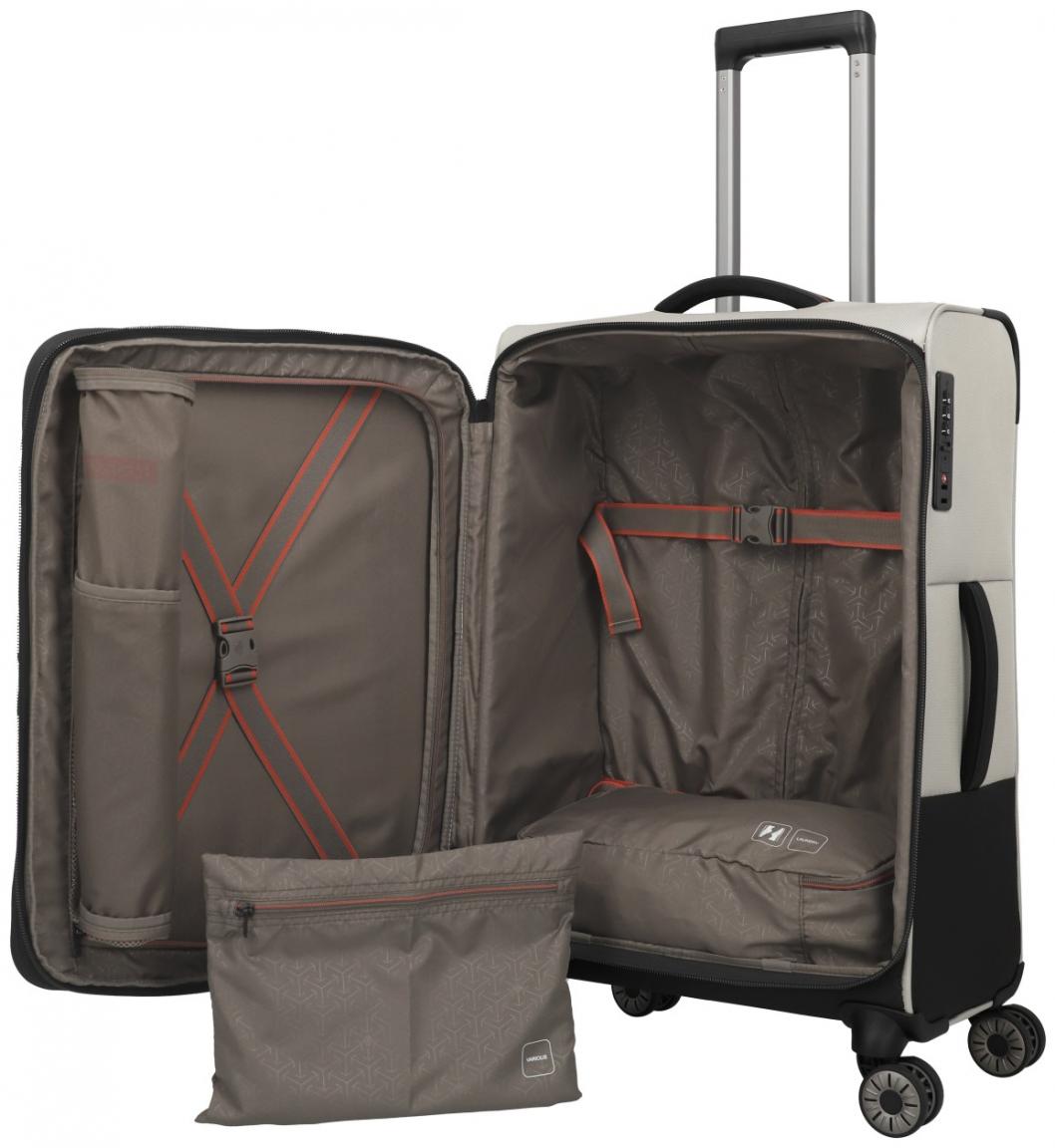 erweiterbarer Reisekoffer hellbeige Travelite Crosslite Natural M 66cm