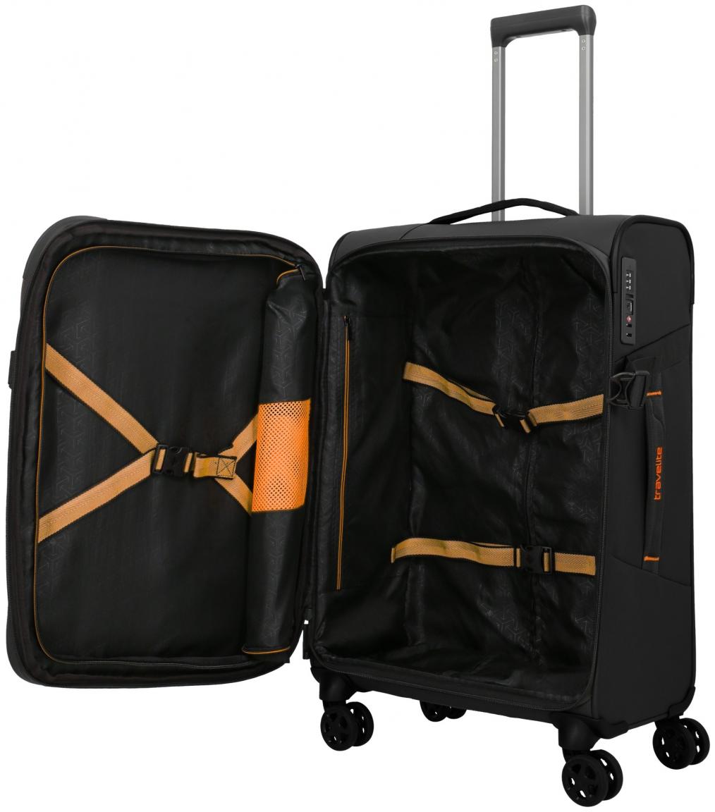 erweiterbarer Rollenkoffer 4wTrolley 67 cm Travelite Briize schwarz orange