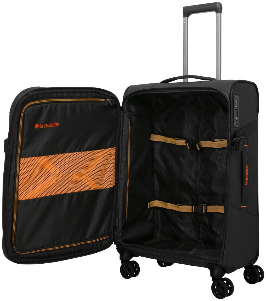 erweiterbarer Rollenkoffer 4wTrolley 67 cm Travelite Briize schwarz orange