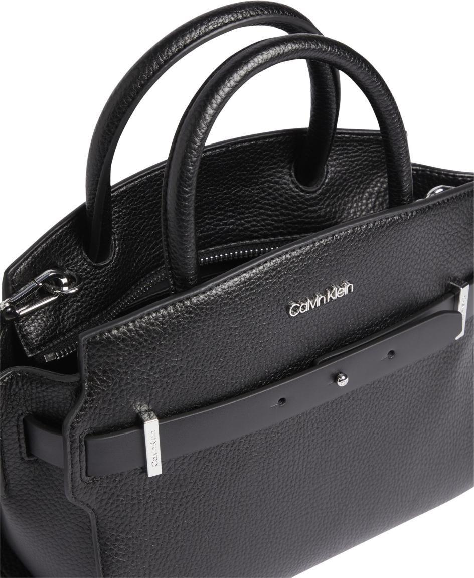 exklusive Damen Handtasche Calvin Klein Code Tote Belt SM Black Zierband