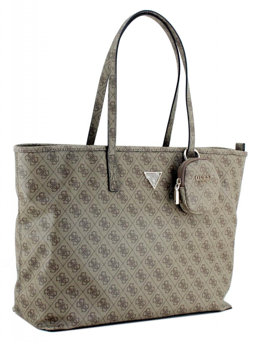 exklusiver Shopper mit Laptopfach Guess Power Play Latte Logo 