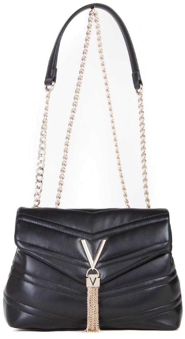 gesteppte Überschlagtasche Valentino Privilege schwarz Metallkette