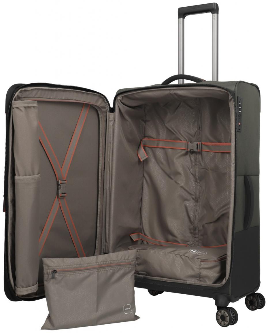 großer Flugkoffer dunkelolive Travelite Crosslite L 77cm Weichgepäck