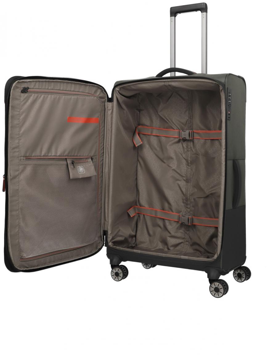 großer Flugkoffer dunkelolive Travelite Crosslite L 77cm Weichgepäck