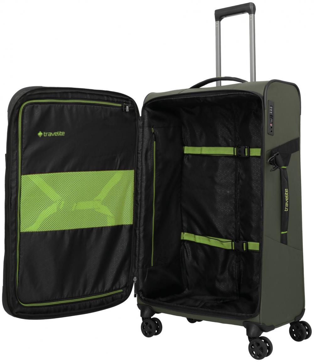 großer Flugkoffer olivgrün Travelite Briize Trolley L 78cm Dehnfalte