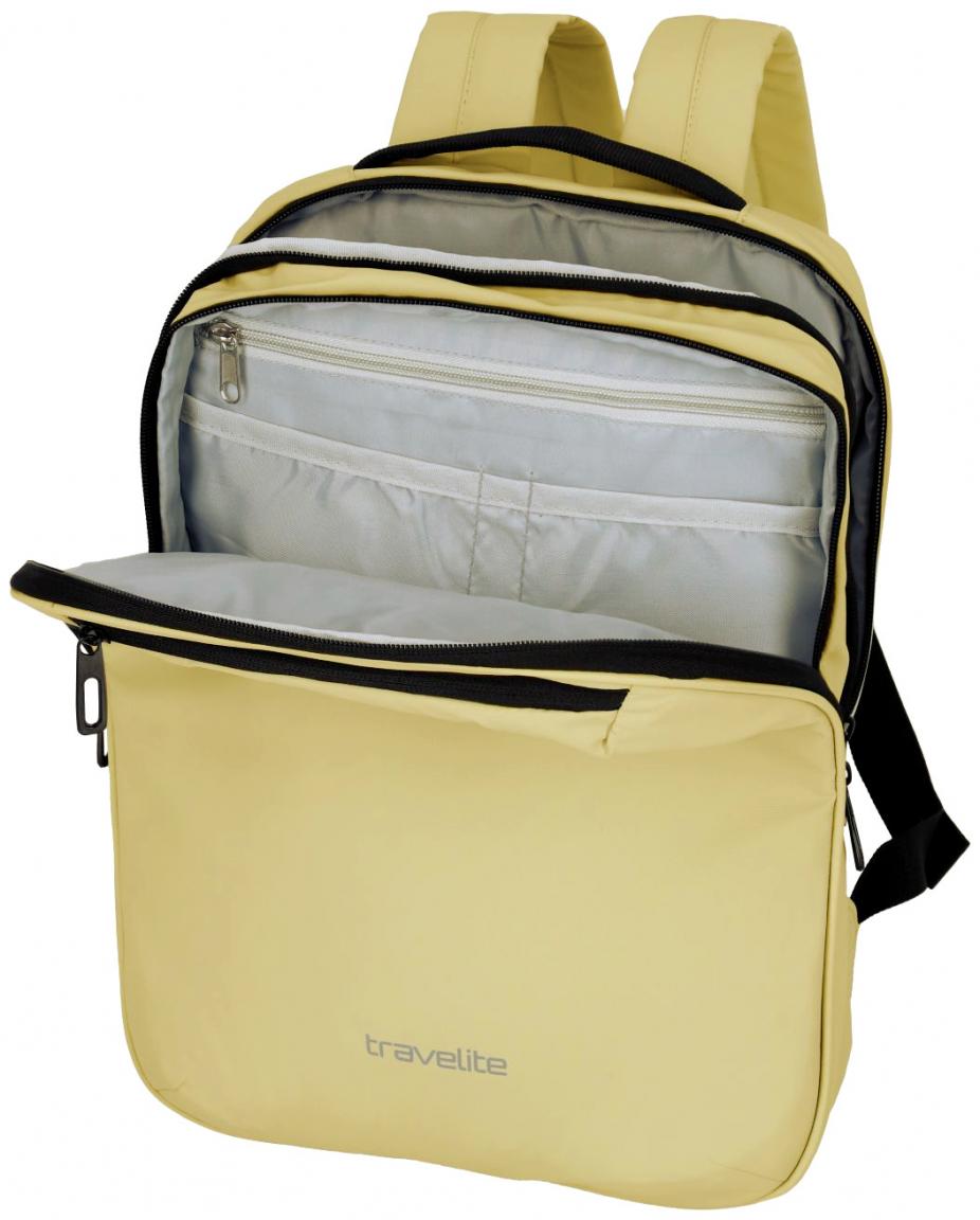 hellgelber Freizeitrucksack mit Laptopfach Travelite Basics Plane RV