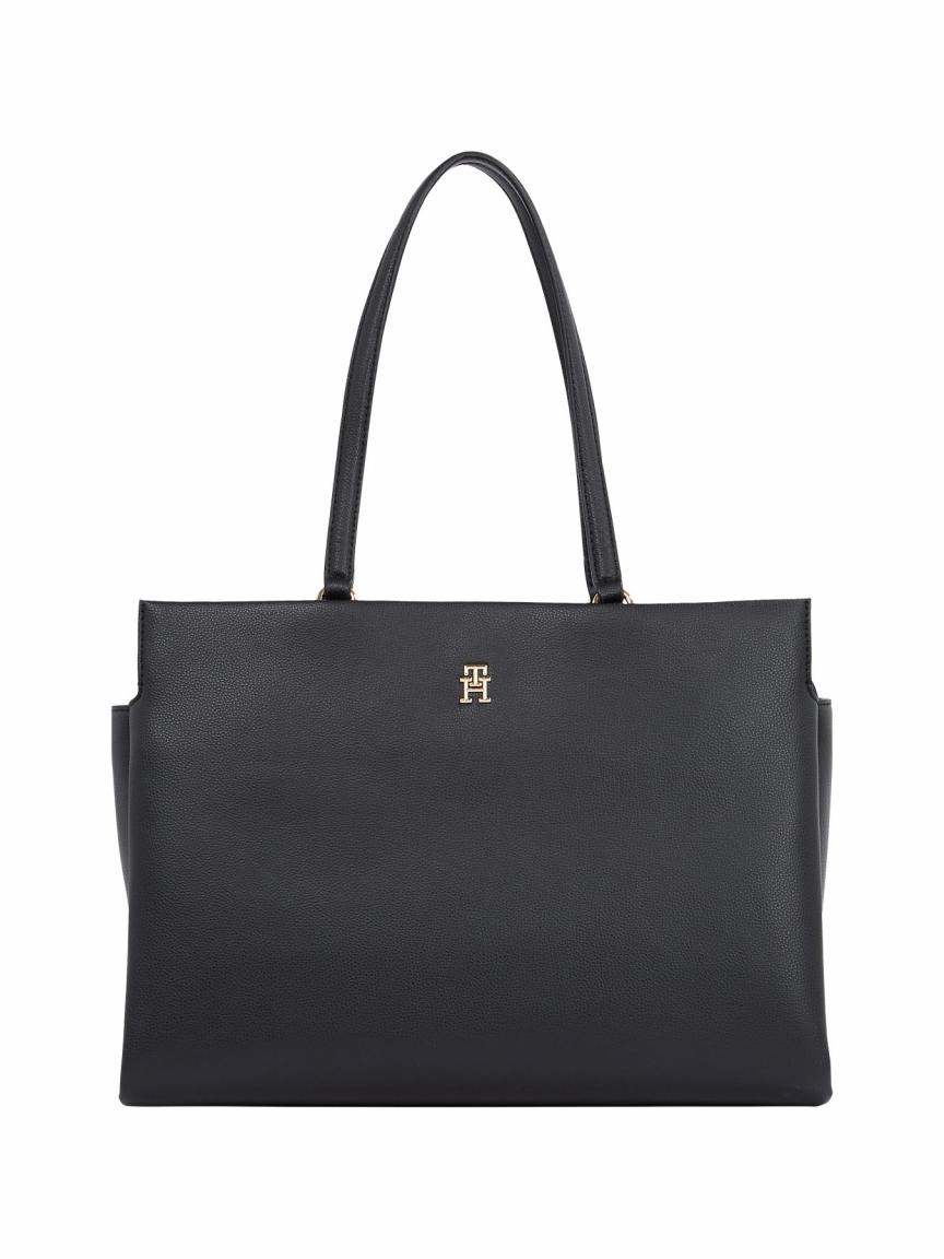 klassische Damentasche mit langen Henkeln Hilfiger Legacy Tote Black