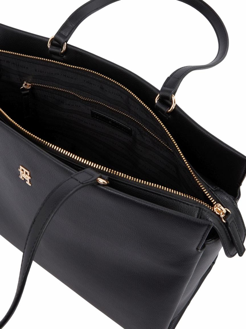 klassische Damentasche mit langen Henkeln Hilfiger Legacy Tote Black