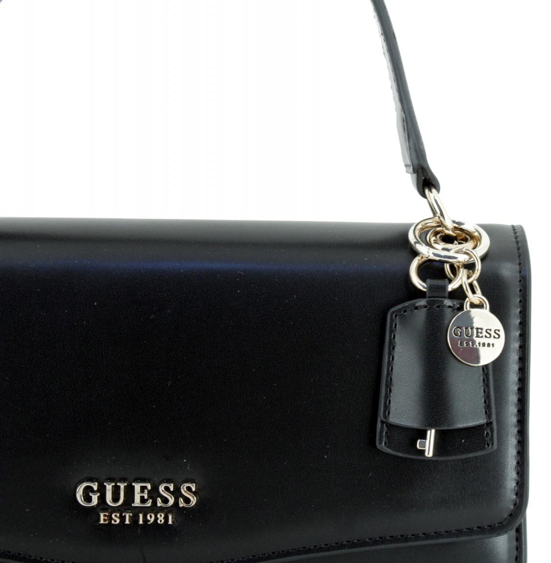 klassische Überschlagtasche Guess Eco Evaine Black nachhaltig