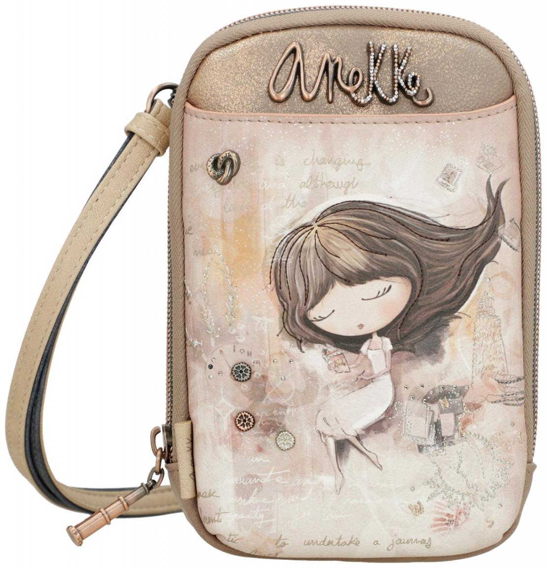 kleine Umhängetasche Phone Pouch Anekke Memories Stickerei beige