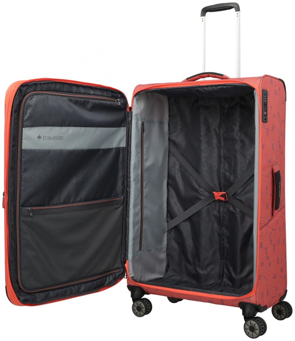 knalliger Urlaubskoffer Travelite Skaii 4w Trolley L 77cm Peach