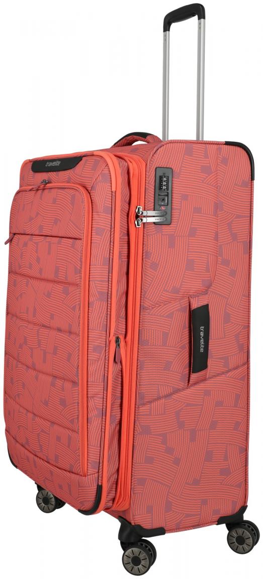 knalliger Urlaubskoffer Travelite Skaii 4w Trolley L 77cm Peach