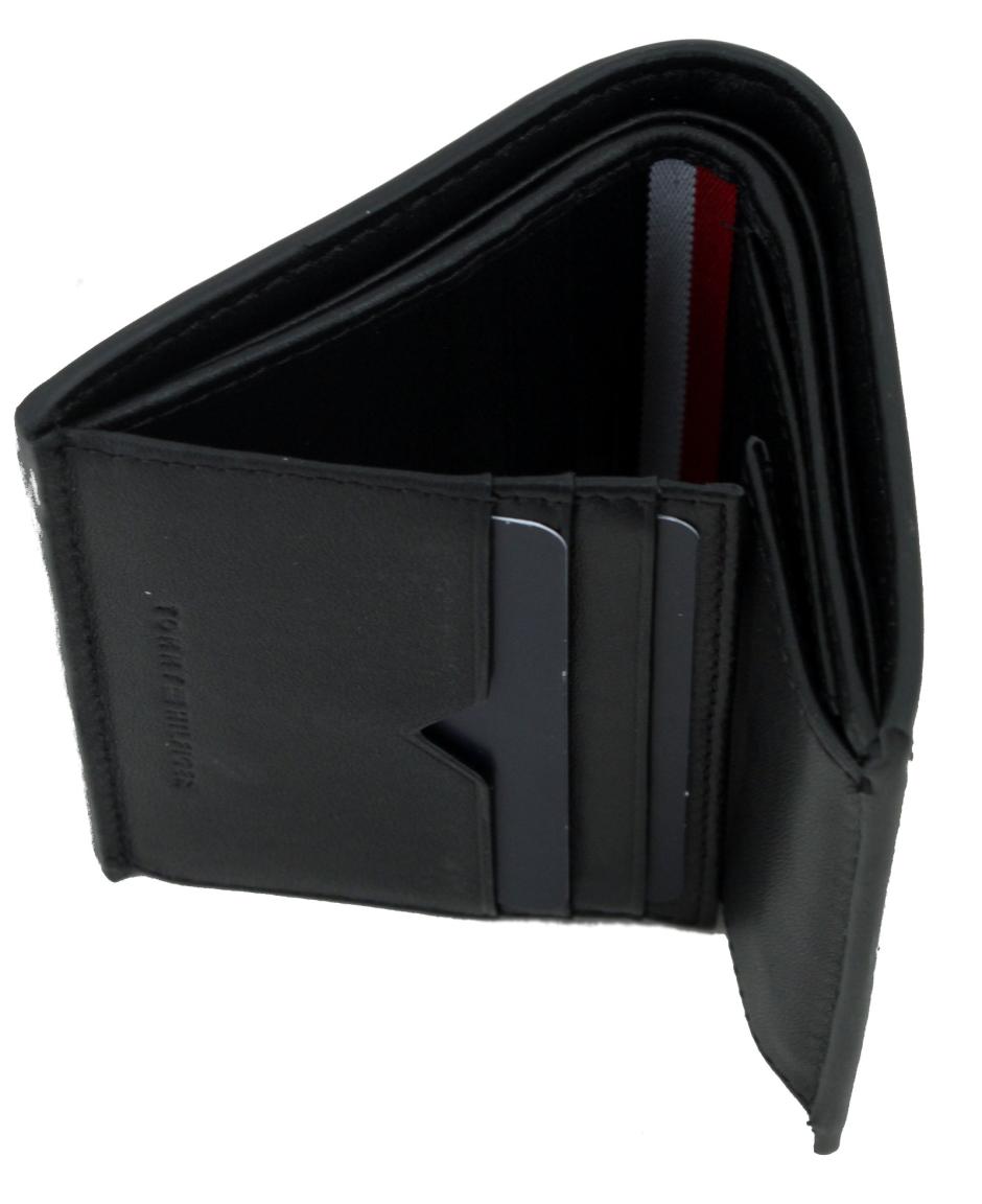 kompaktes Lederportemonnaie Herren schwarz TH Modern Tommy Hilfiger Trifold