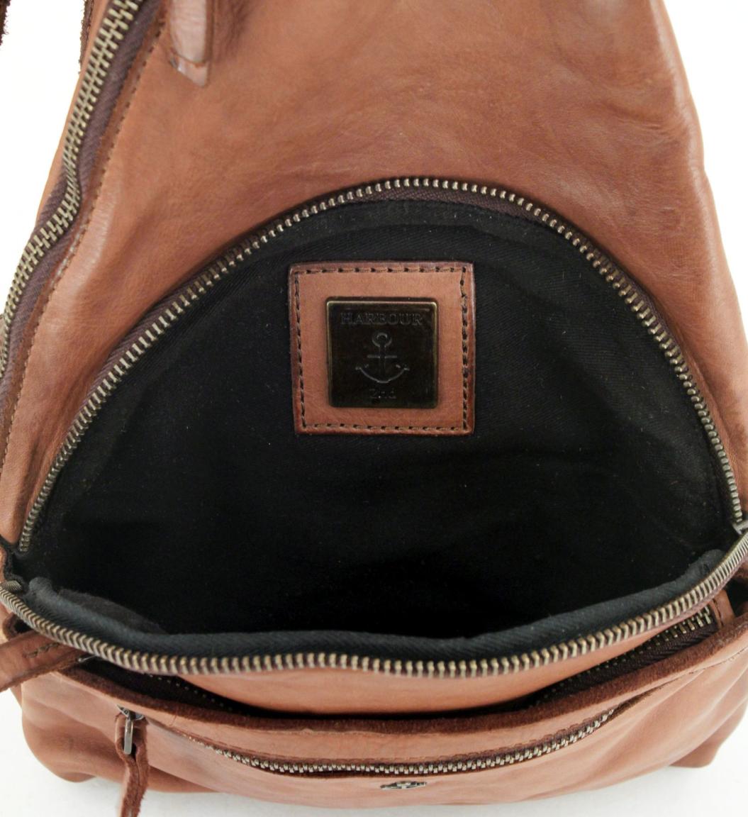 lässiger Leather Backpack Merin Harbour 2nd Used Look Ash Schwarz