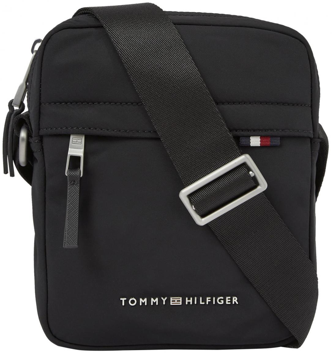 schmale Männertasche Tommy Hilfiger Mini Reporter Signature schwarz