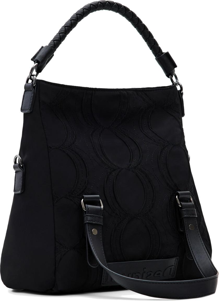 schwarze Henkeltasche Nylon Desigual Bubbles Loverty Nachhaltig