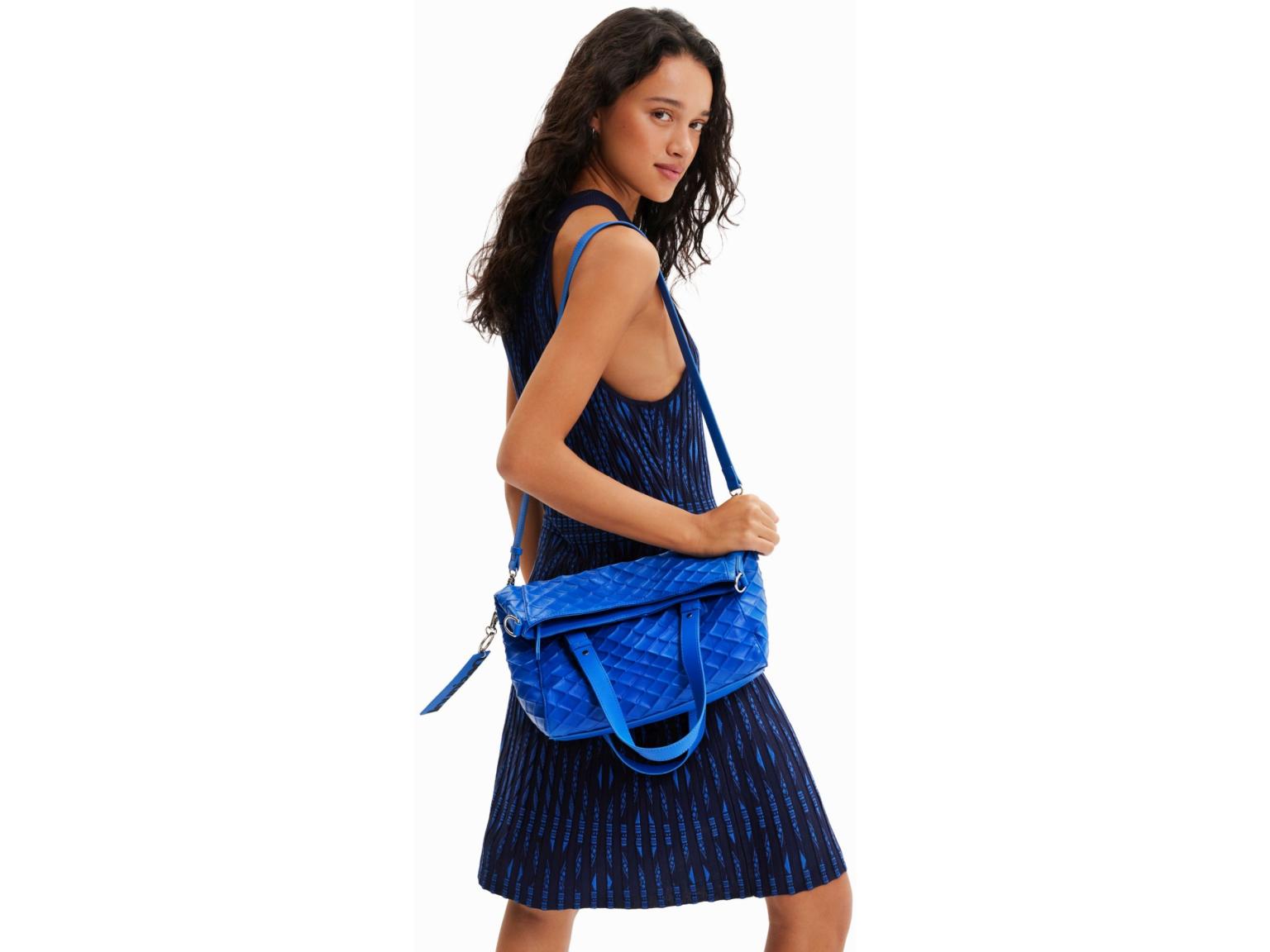 strukturierte Kurzgrifftasche Azul Klein Blau Desigual Blogy Loverty