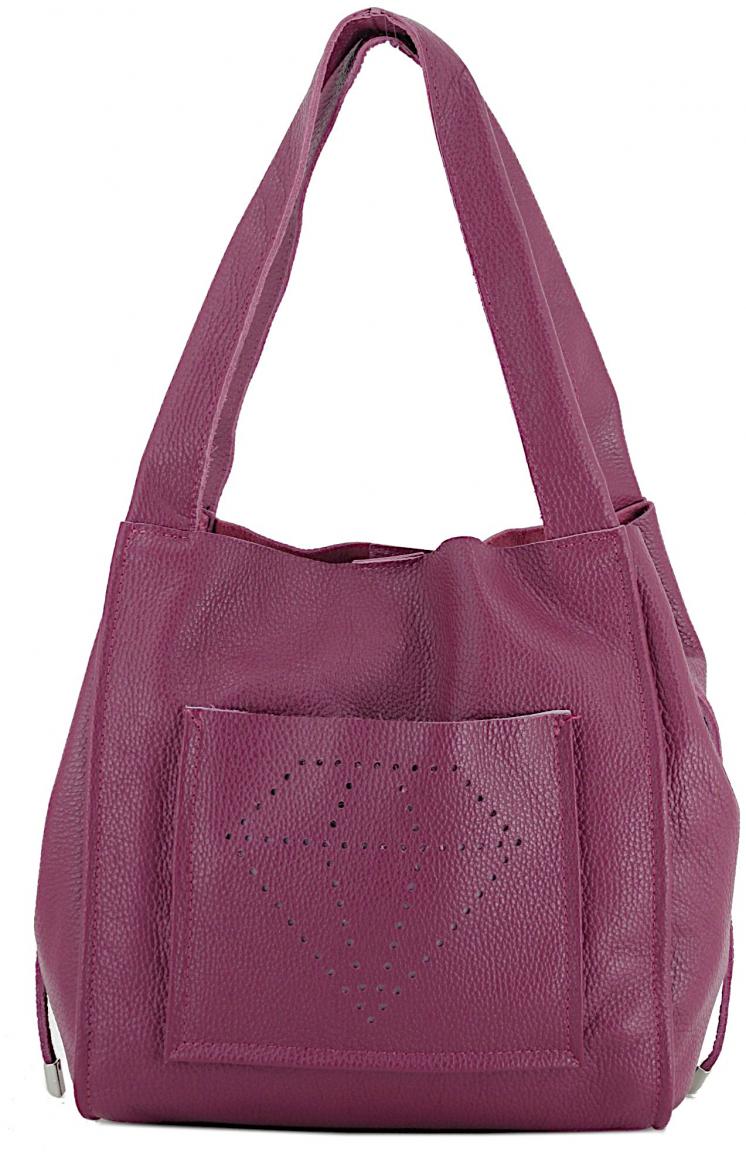 violette Henkeltasche genarbtes Leder Trendfarbe Lila Caleidos