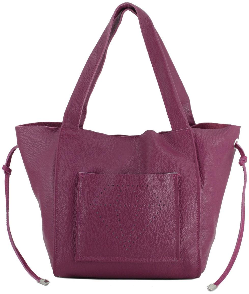 violette Henkeltasche genarbtes Leder Trendfarbe Lila Caleidos