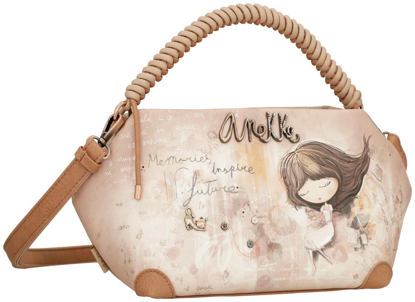 zweigeteilte Kurzgrifftasche Anekke Memories beige bestickt Glitzer