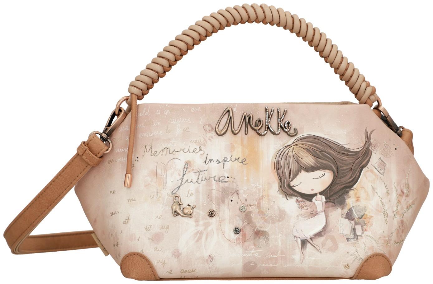 zweigeteilte Kurzgrifftasche Anekke Memories beige bestickt Glitzer