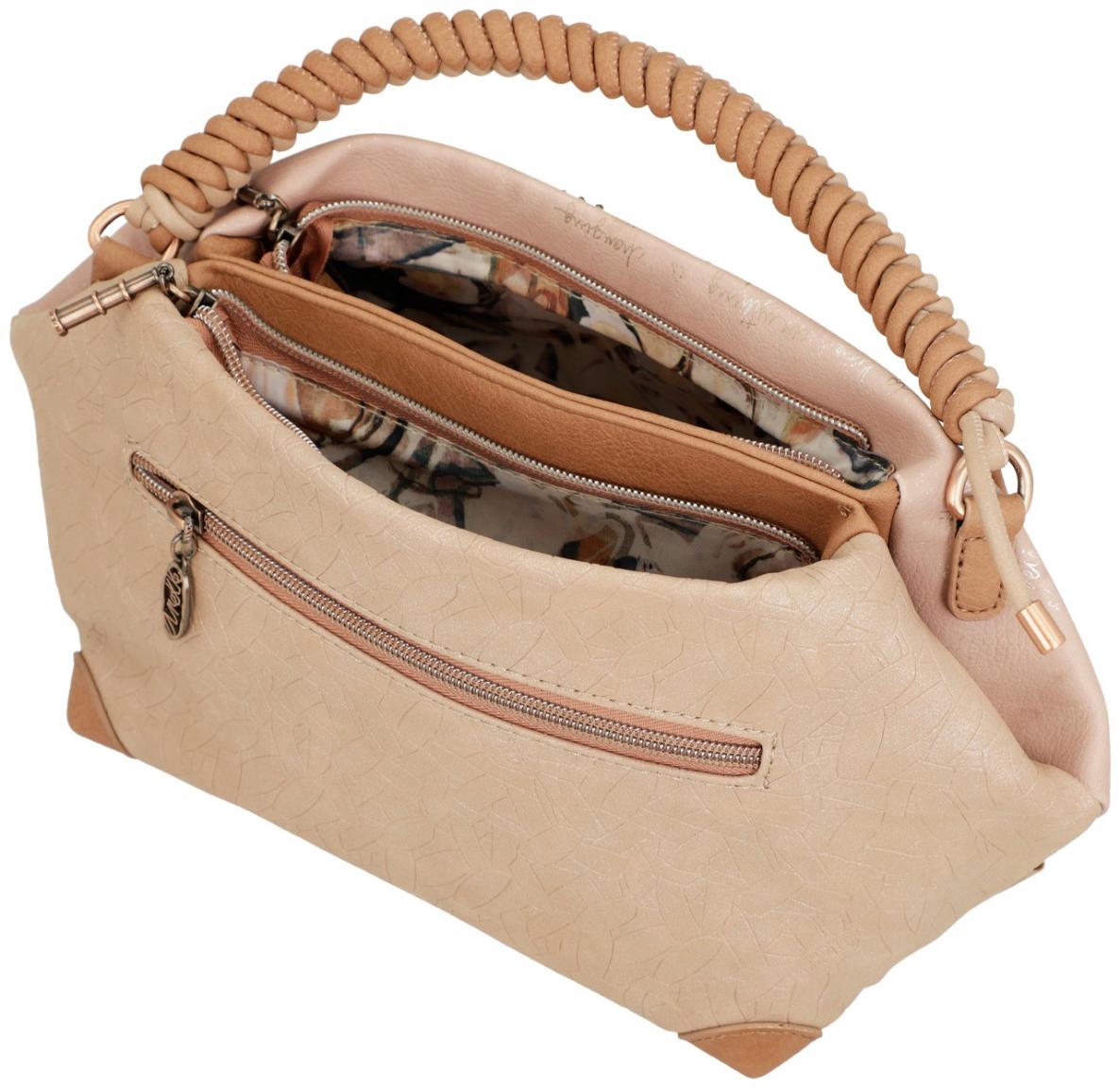 zweigeteilte Kurzgrifftasche Anekke Memories beige bestickt Glitzer