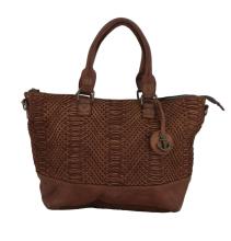 Lew Lines Asuni Harbour2nd Cognac braun Wellenmuster Damenhenkeltasche