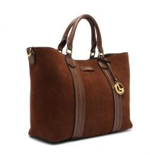 Henkeltasche L.Credi Fioretta Veloursleder Cognac braun