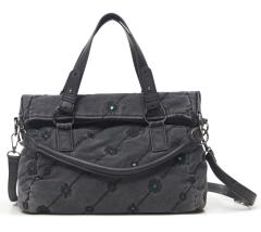 schwarz Kurzgrifftasche Stickerei Knitterlook Desigual Azalea Loverty