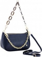 Caleidos Crossovertasche dunkelblau Echtleder Chain Italien