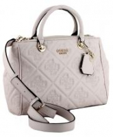 Guess Kurzgrifftasche Marieke wattiert Markenstickerei Light Beige Logo Hellrosa