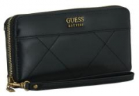 Damen Zipbörse Guess Katey SLG mit Steppnaht Black Messing 