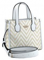 Guess Silvana Mini White Natur Bast Kurzhenkeltasche Crossover