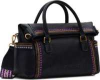 Desigual Henkeltasche Loverty Pol Green Negro Stickmuster schwarz