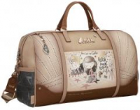 Reisetasche Anekke Hollywood Glitzer beige Ziernähte 